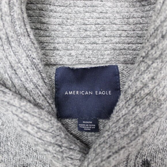 AMERICAN EAGLE SHAWL COLLAR SWEATER COTTON/ACRYLIC/NYLON KNIT Sz MEDIUM, M - Picture 3 of 5